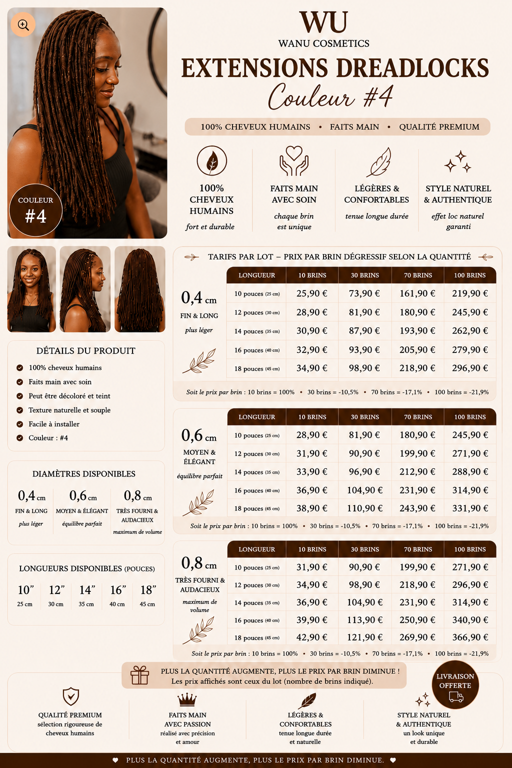 Extensions Dreadlocks Couleur #4