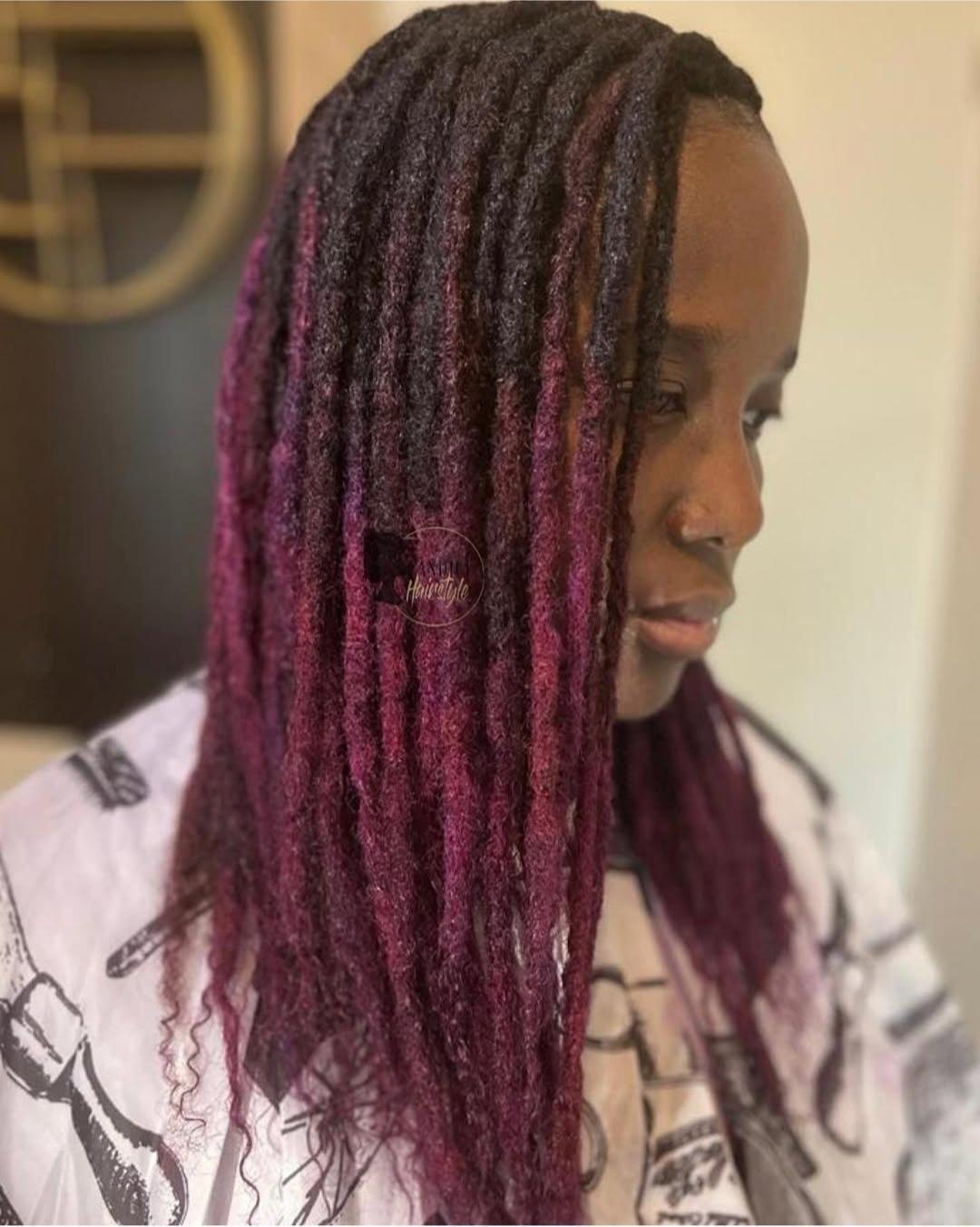 Dreadlocks Cheveux Humains Rouge Violet – Style Bohème – photo 3