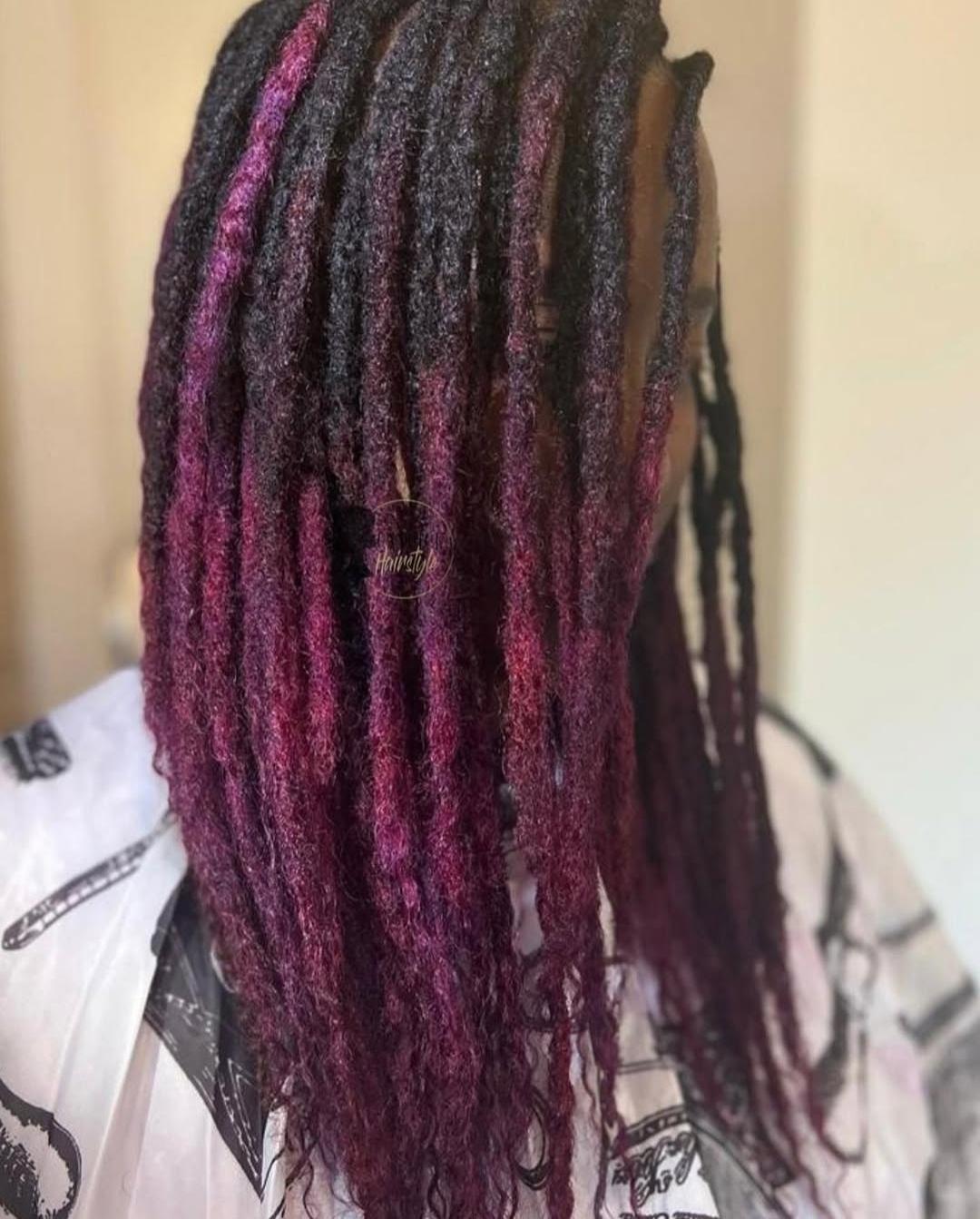 Dreadlocks Cheveux Humains Rouge Violet – Style Bohème – photo 4
