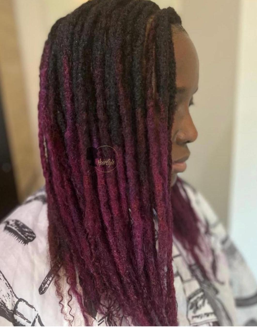 Dreadlocks Cheveux Humains Rouge Violet – Style Bohème – photo principale