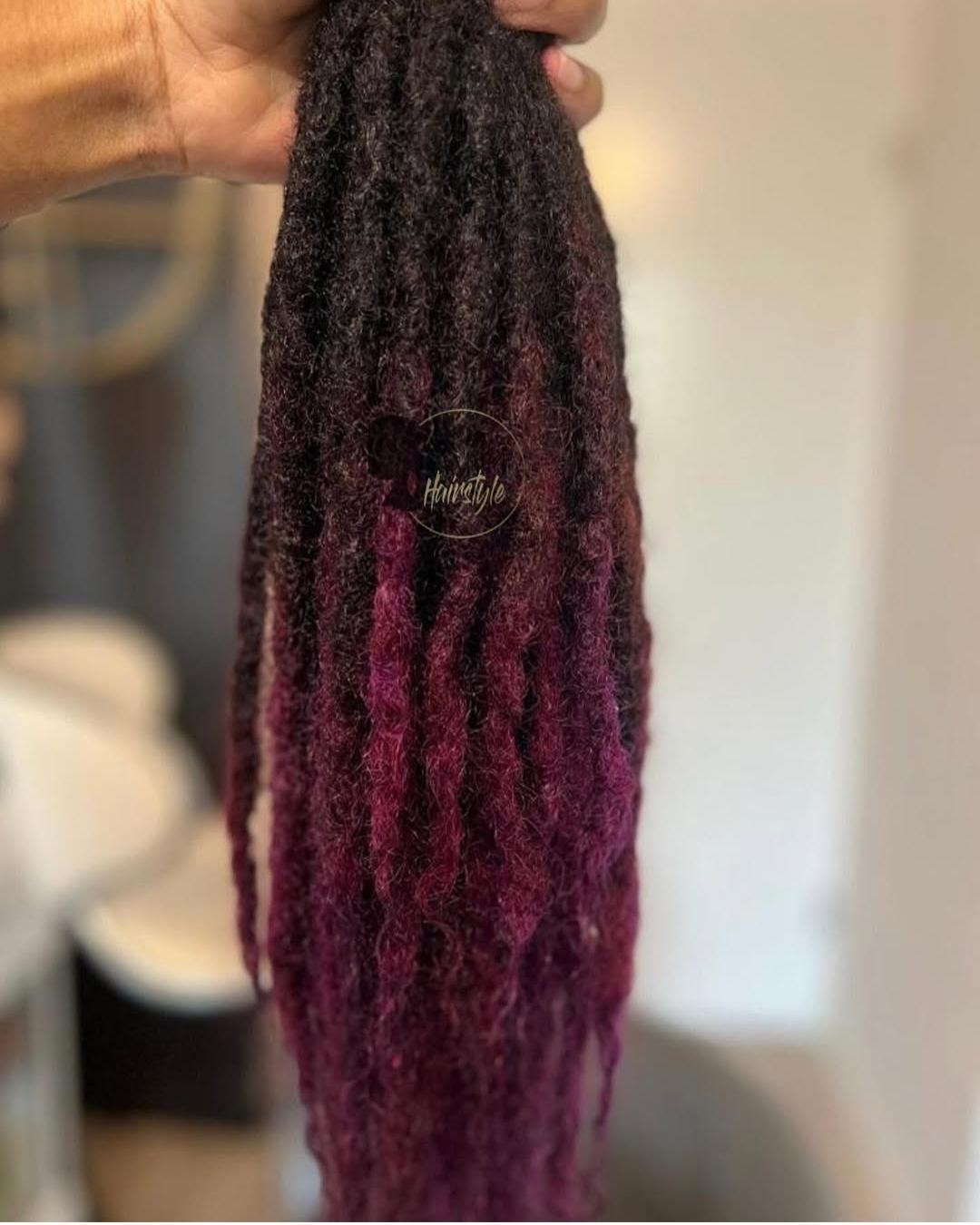 Dreadlocks Cheveux Humains Rouge Violet – Style Bohème – photo 5